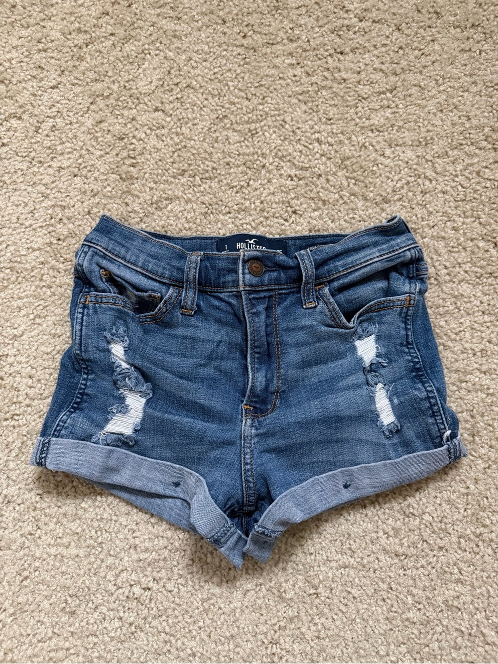 Women's Blue Distressed Denim Shorts
